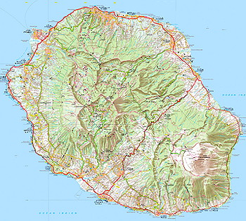 carte detaillee de la reunion